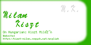 milan kiszt business card